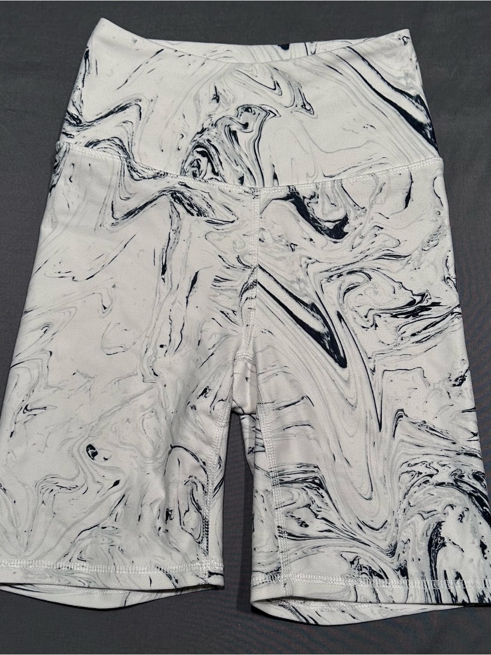 Balance Collection White & Black Marble High-Rise Bike Shorts